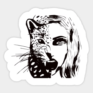 predator woman digital drawing Sticker